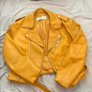Yellow faux leather jacket